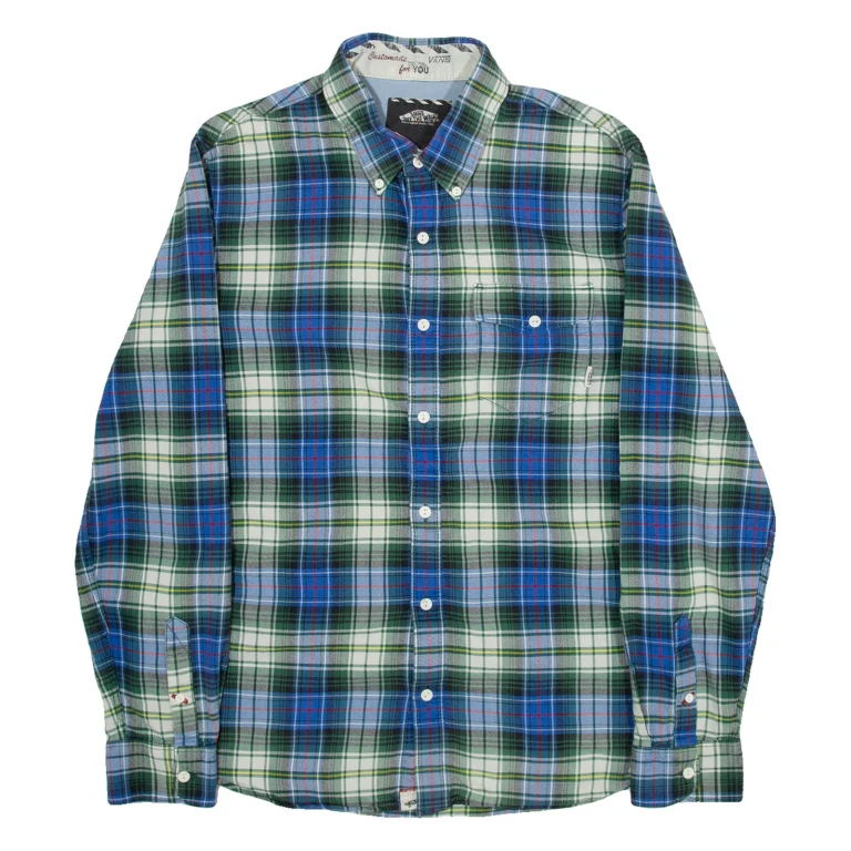 VANS Mens Shirt Blue Check Long Sleeve M