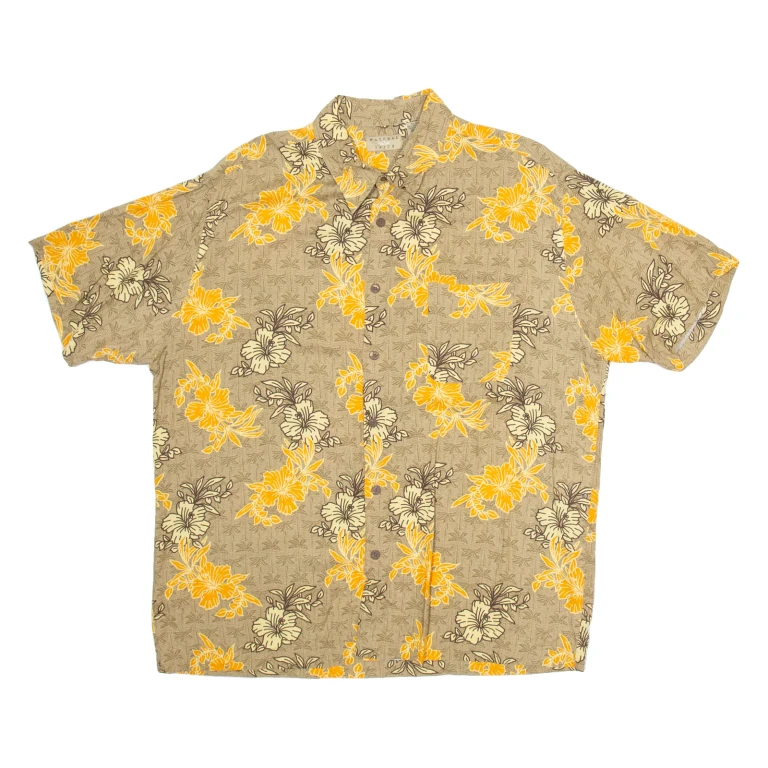 NATURAL ISSUE Mens Hawaiian Shirt Brown Floral XL