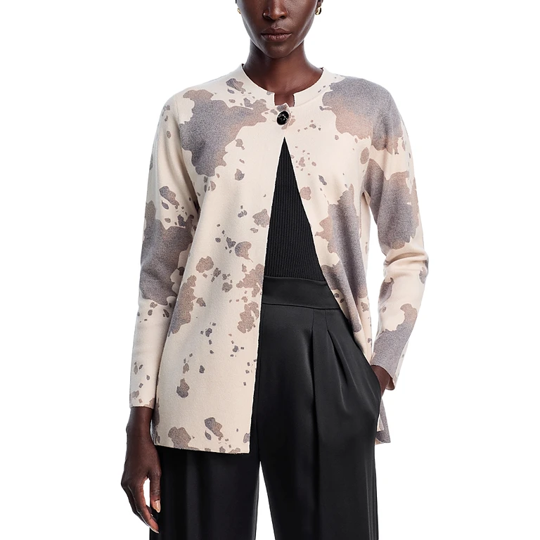 Sioni Printed Toggle Long Cardigan