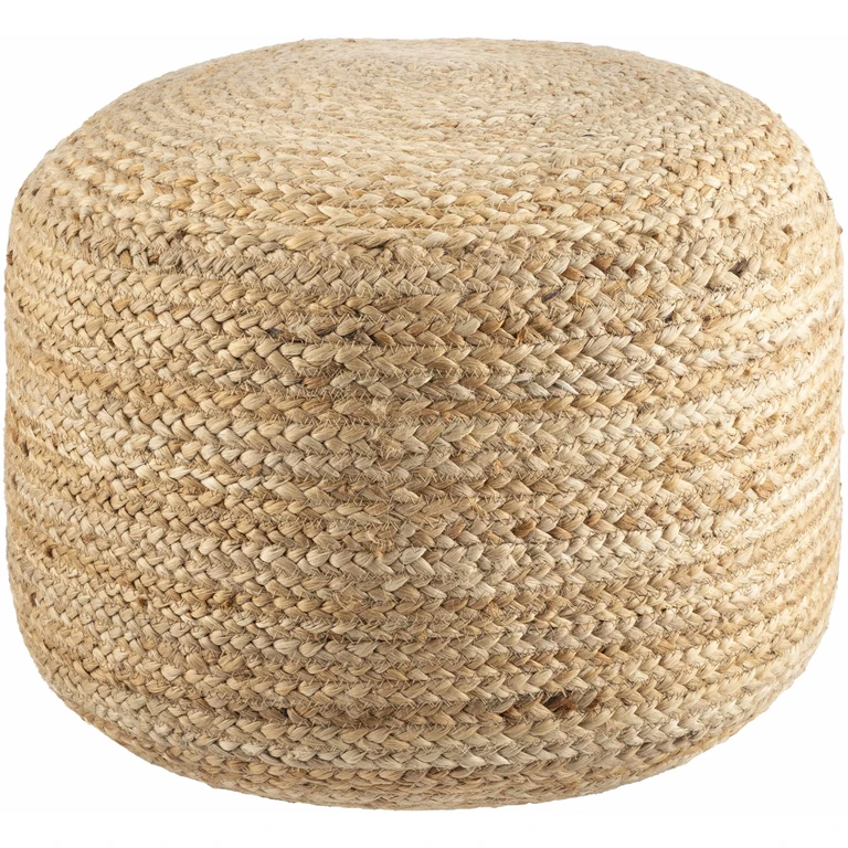 Lavertezzo Brick Red Knitted Beige Cotton Pouf