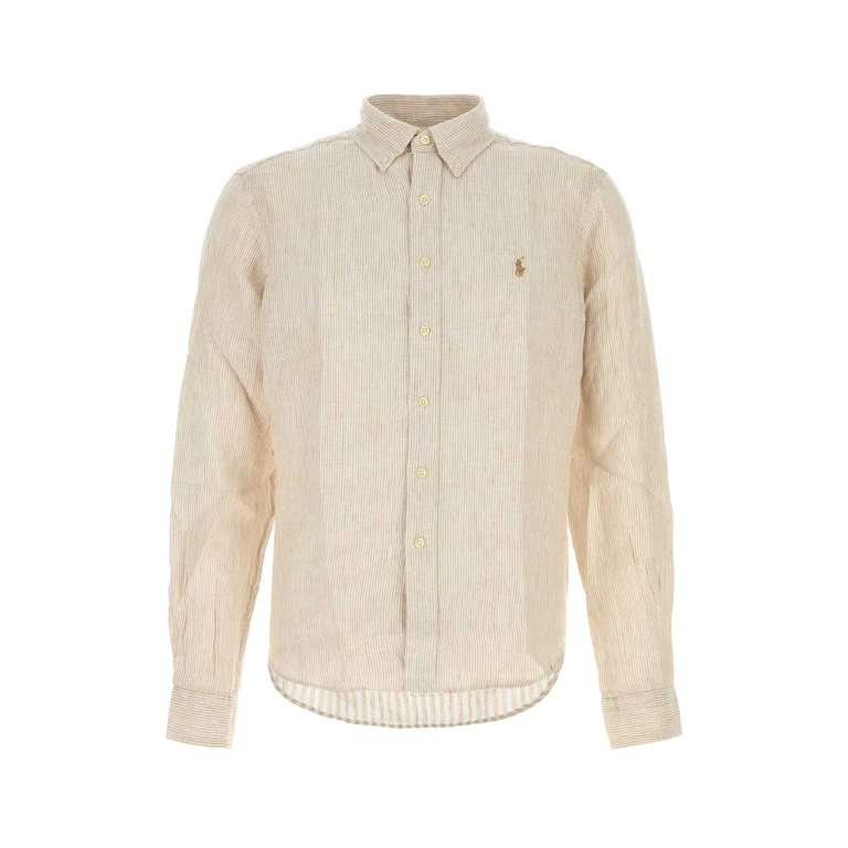 Polo Ralph Lauren Embroidered Linen Shirt 6671hcoastalbeigewhite Exterior: Camicie - Men