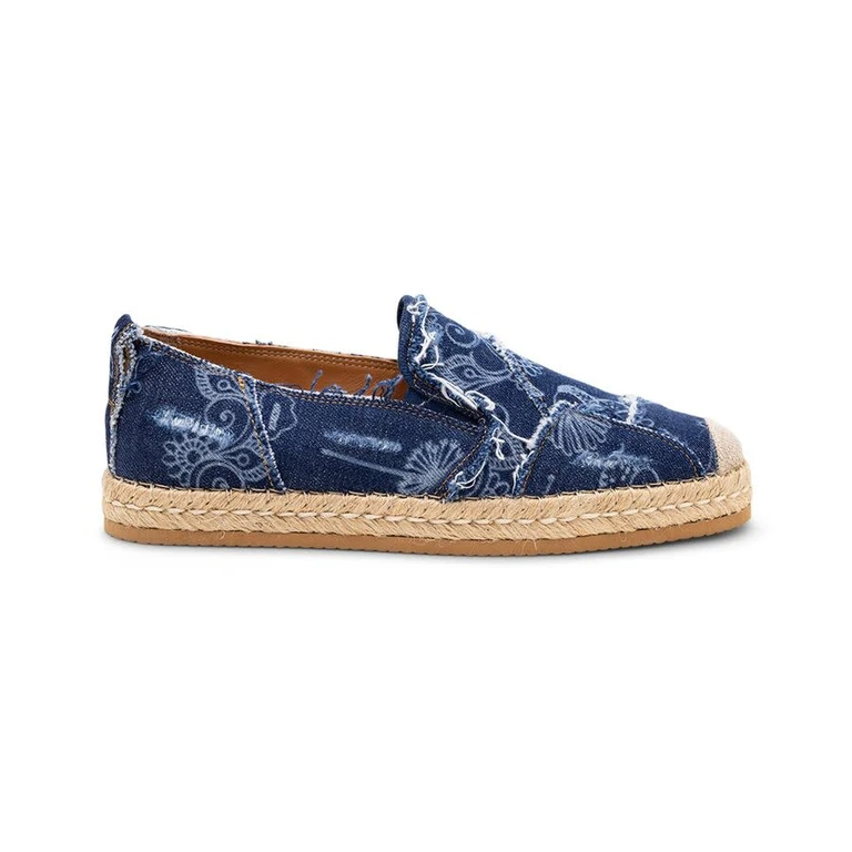 Denim Floral Print Espadrilles