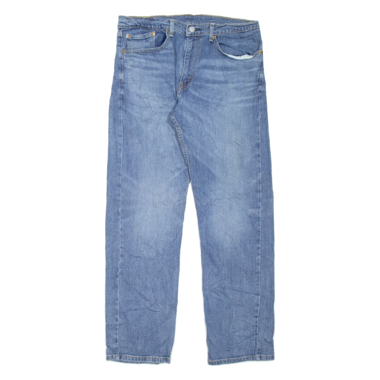 LEVI'S 505 Jeans Mens Blue Regular Straight Stone Wash W34 L32