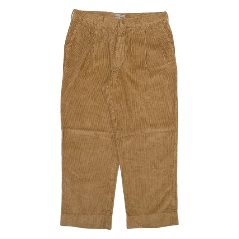 SCANDIA WOODS Mens Corduroy Trousers Beige Relaxed Straight W34 L28