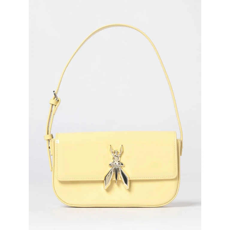 Patent Leather Shoulder Bag with Fly Logo and Flap Closure (8B0231L125Y480)
