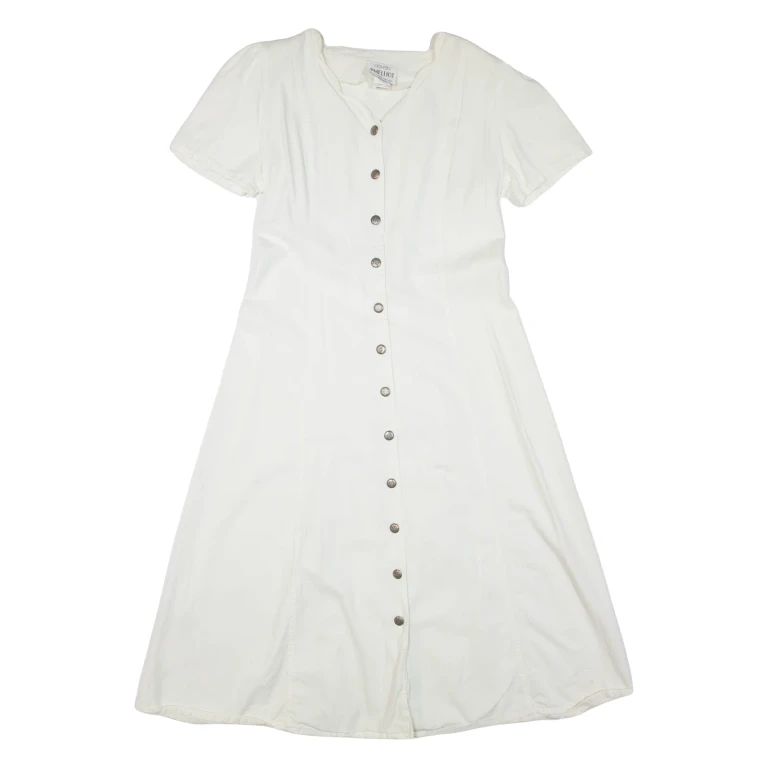 JIM ELLIOT Womens Day Dress White Short Sleeve Midi L