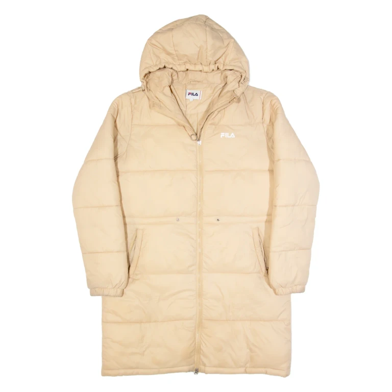 FILA Womens Puffer Coat Beige Hooded S