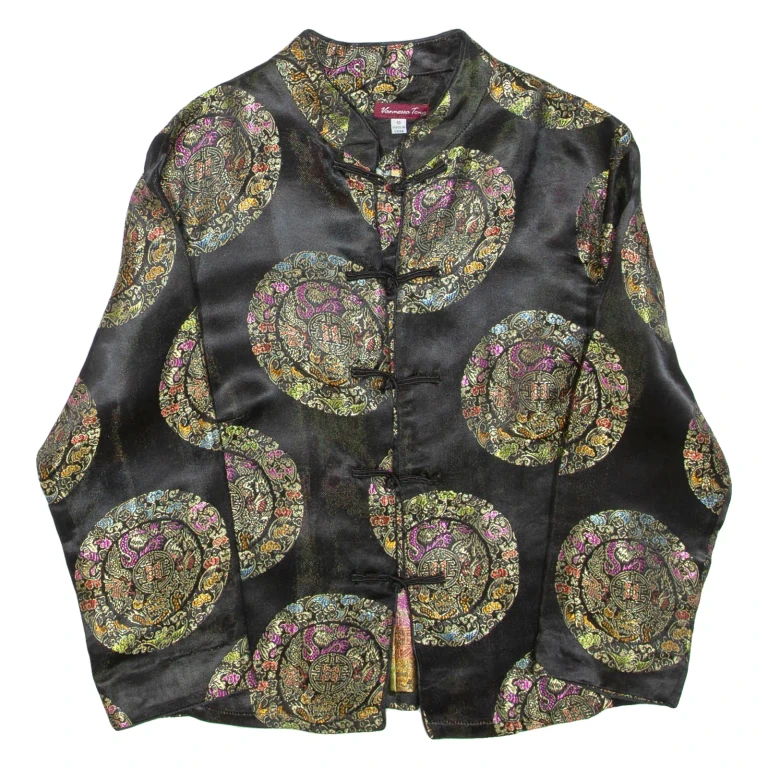 Womens Top Black Collared Long Sleeve Geometric S