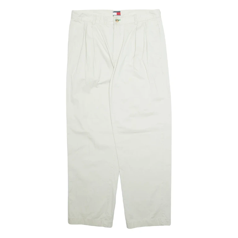 TOMMY HILFIGER Chino Mens Trousers Cream Regular Straight W36 L32
