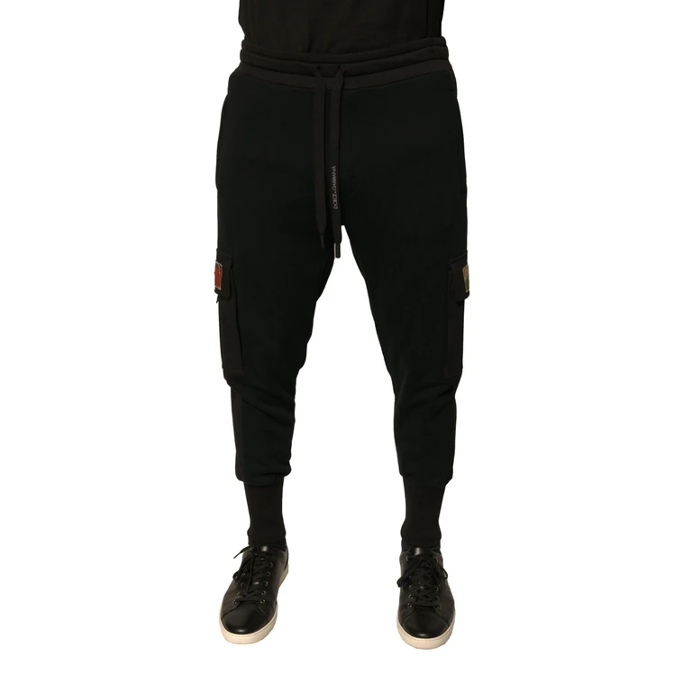 Dolce & Gabbana Black Cotton Jogger Cargo Sweatpants Pants - Men