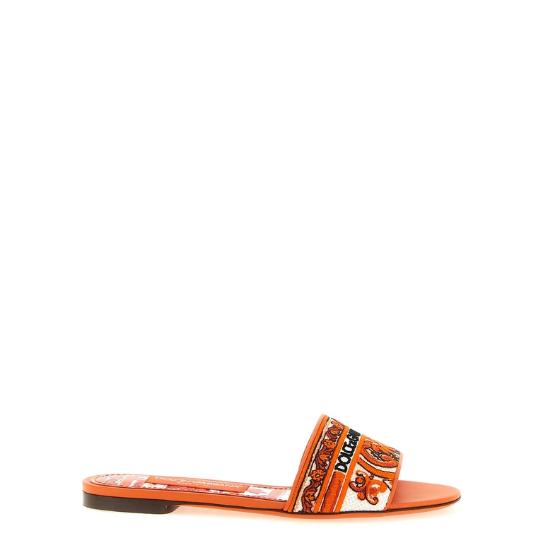 Orange Cotton Slides Shoe - Women