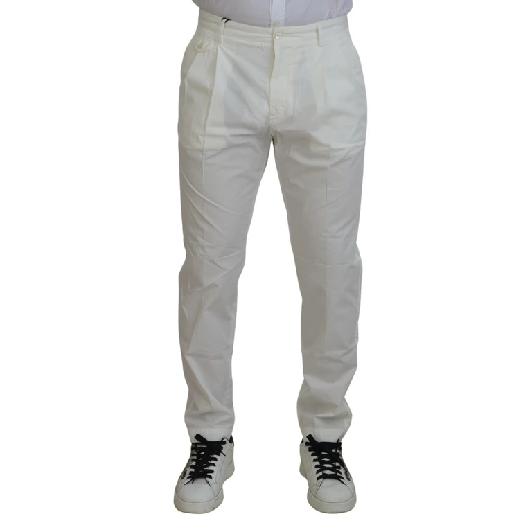 Dolce & Gabbana White Cotton Skinny Chino Pants - Men