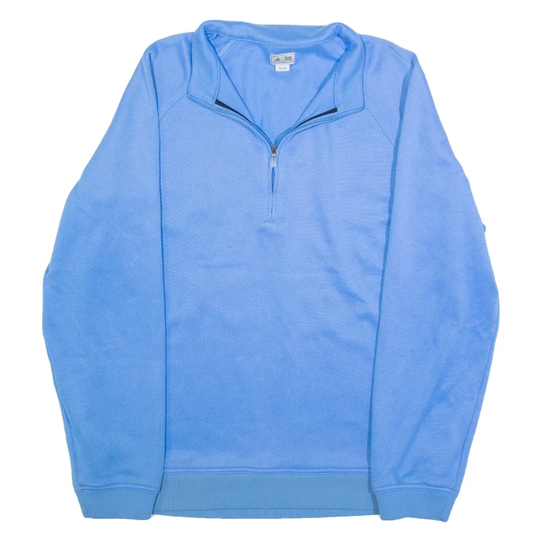ADIDAS Mens Fleece Blue 1/4 Zip Tight Knit XL