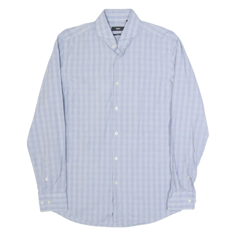 HUGO BOSS Slim Fit Mens Shirt Blue Check Long Sleeve M