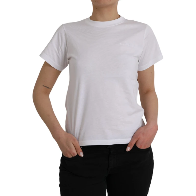 Balenciaga White Cotton Crew Neck Short Sleeves T-Shirt - Women