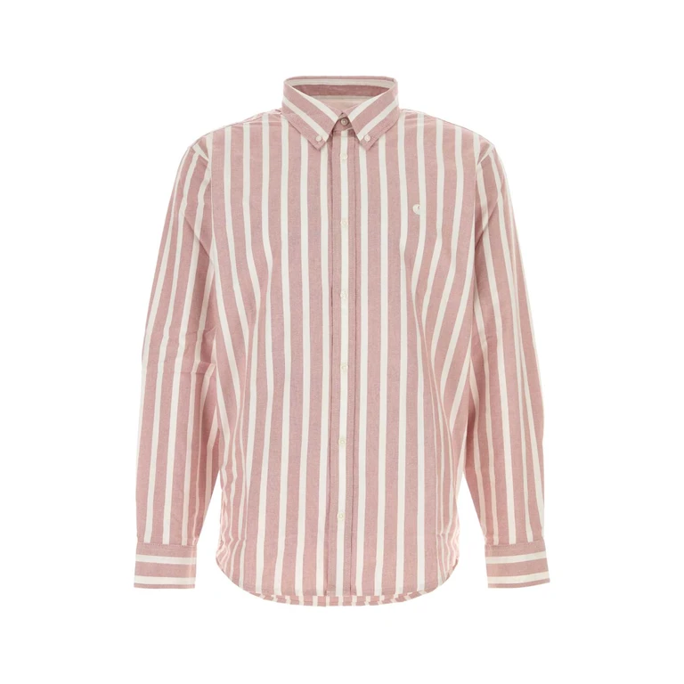Carhartt Wip Embroidered Oxford L-S Deven Shirt Devenstripeoxideredwhite Exterior: Cotton Camicie - Men