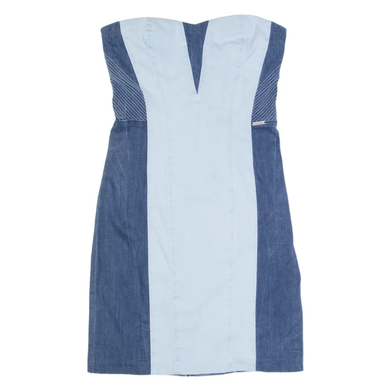 GUESS Womens Bodycon Dress Blue Denim Sleeveless Knee Length S