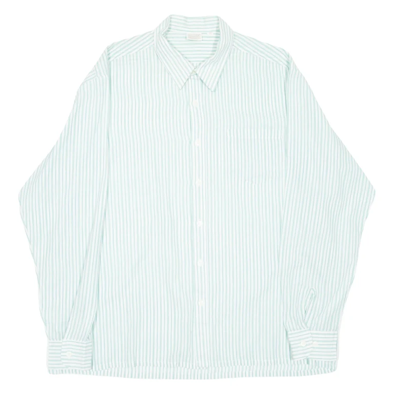 LORD GEORGE Mens Shirt Green Striped Long Sleeve 2XL