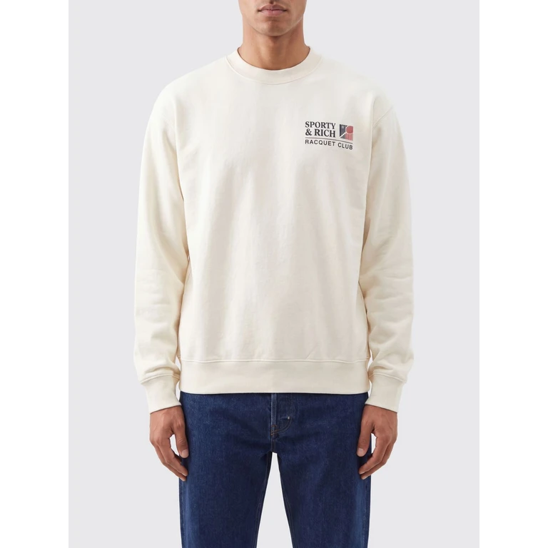 Crewneck Cotton Jumper with a Contrast Logo Print (ST098710431WH01WHINAVRUB)