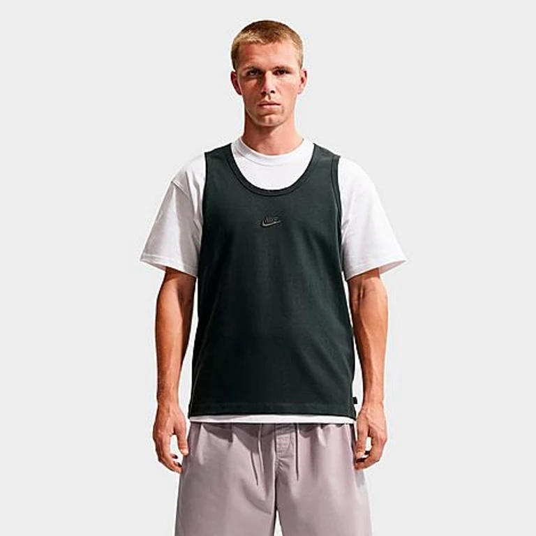 Nike Men's Sportswear Premium Essentials Futura Tank Top in Black Spruce Size: XS