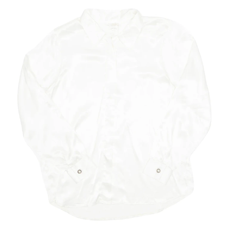 DK GOLD Womens Blouse Shirt Cream Collared Long Sleeve M