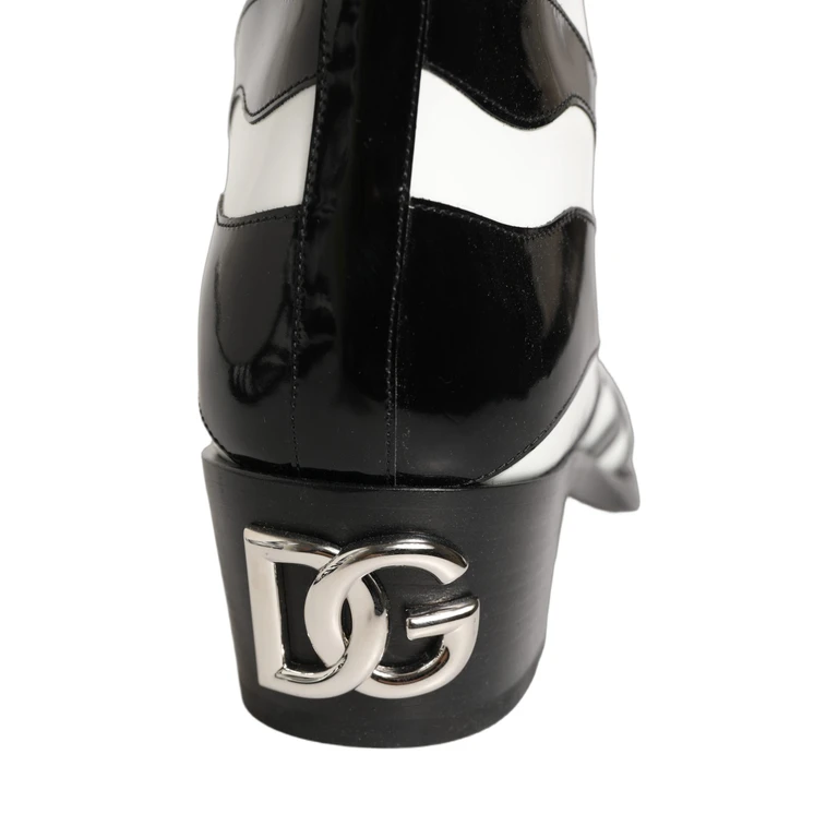 Dolce & Gabbana Black White Zebra Knee High Men Boots Shoes Calf Leather Accessory - Men