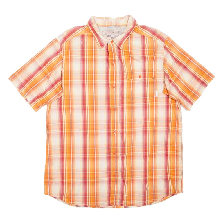 Mens Shirt Orange Check Long Sleeve XL