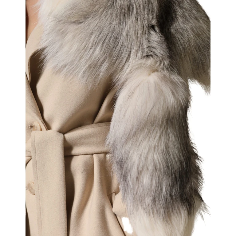 Dolce & Gabbana White Fox Fur Neck Wrap Warmer Winter Scarf - Women