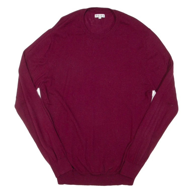 REISS Mens Jumper Maroon Tight Knit Wool 2XL