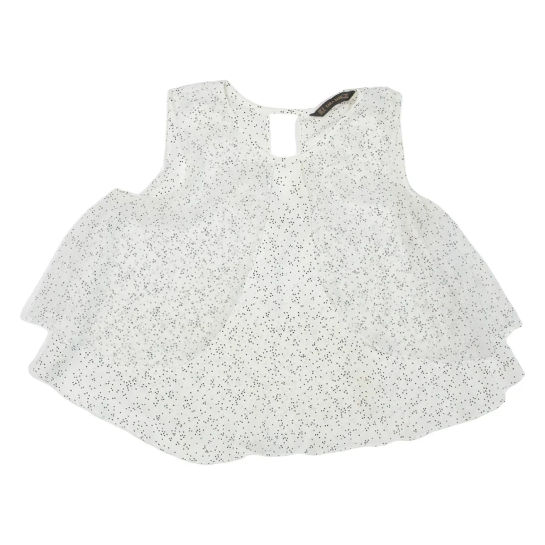 ZARA Womens Printed Top White Sleeveless Spotted M
