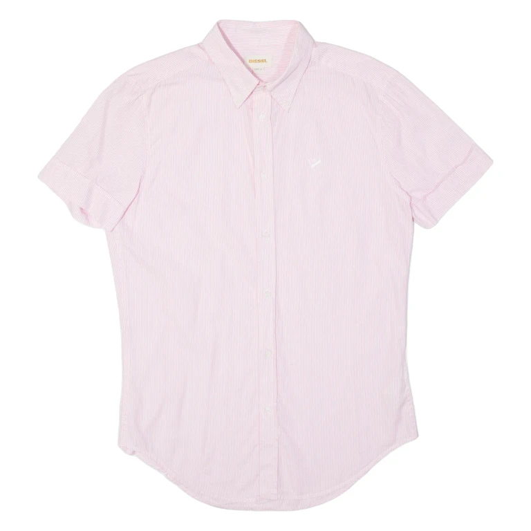 DIESEL Mens Flannel Shirt Pink Striped L