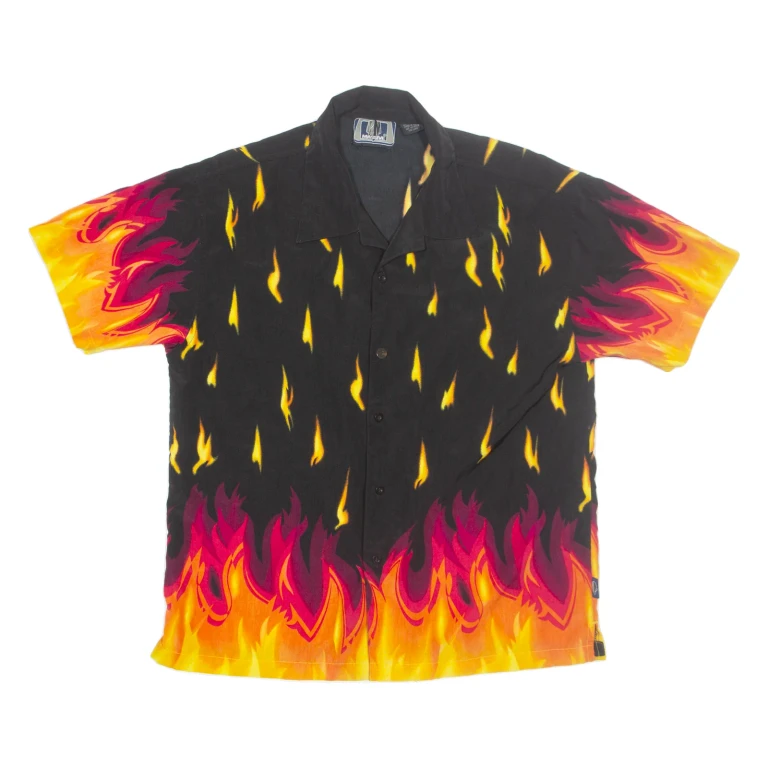 MASSME Mens Shirt Black Crazy Pattern XL