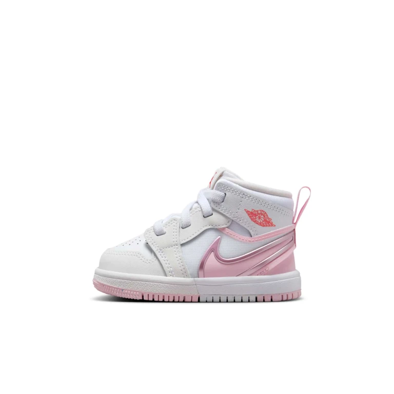Toddlers Retro 1 Mid Rm Easyon 'White Fire Red Pink Foam' Shoes