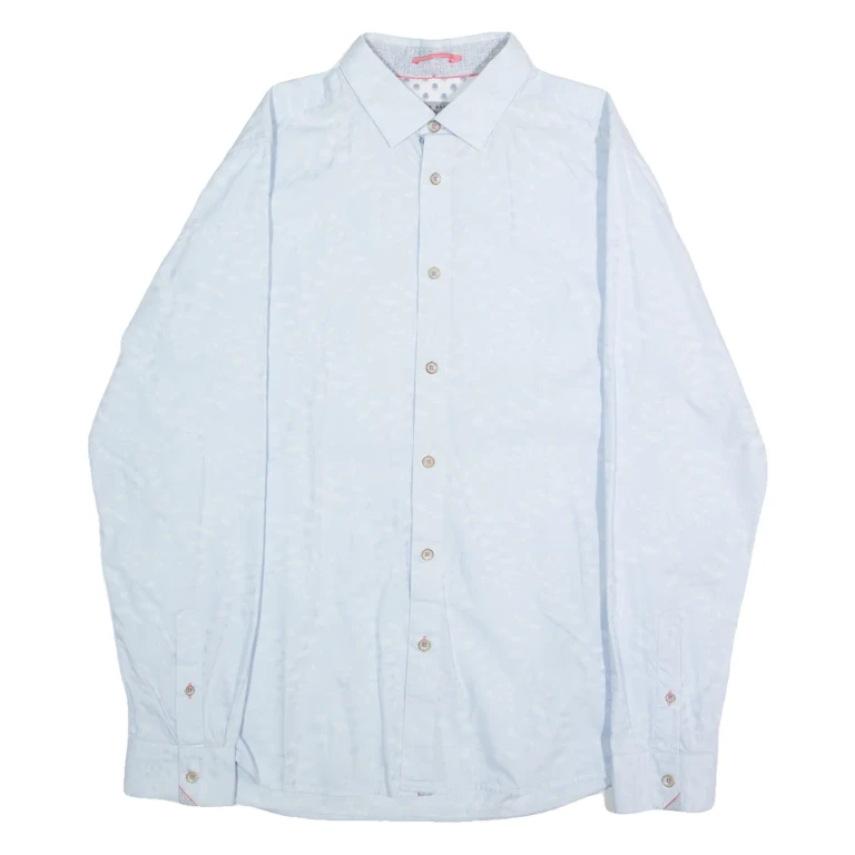 TED BAKER Mens Plain Shirt Blue Long Sleeve M