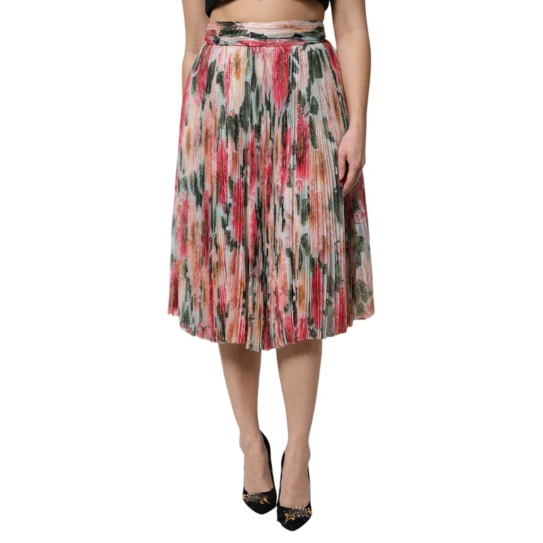 Dolce & Gabbana Multicolor Silk Floral High Waist Midi Skirt - Women