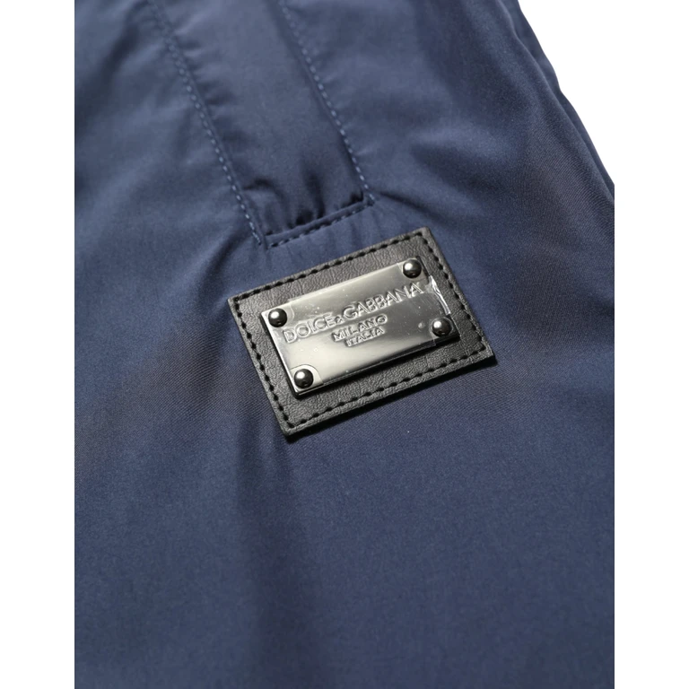 Dark Blue Polyester Jogger Sweatpants Pants - Men