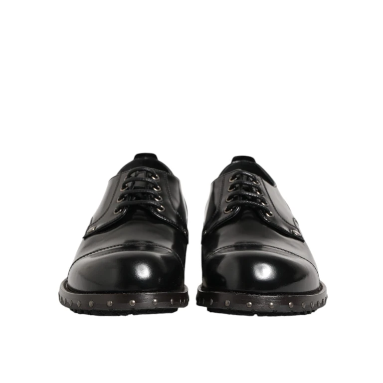 Dolce & Gabbana Black Leather Studded Men Formal Derby Shoes - Men