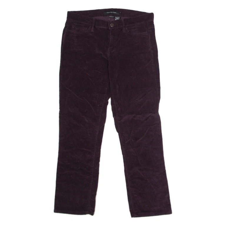 CALVIN KLEIN JEANS Womens Corduroy Trousers Purple Regular Straight W32 L29