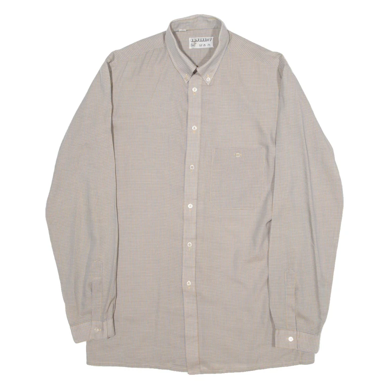 UNIVERSITY Mens Shirt Brown Gingham Long Sleeve M