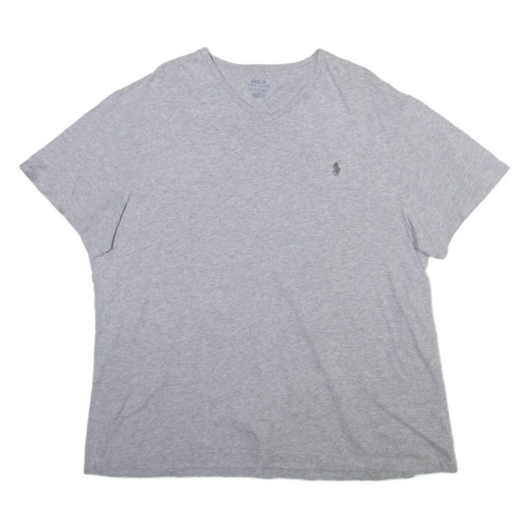 POLO RALPH LAUREN Mens T-Shirt Grey V-Neck XL