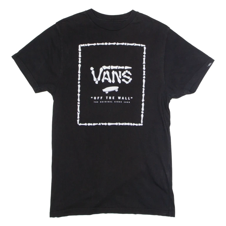 VANS Custom Fit Mens T-Shirt Black Crew Neck S
