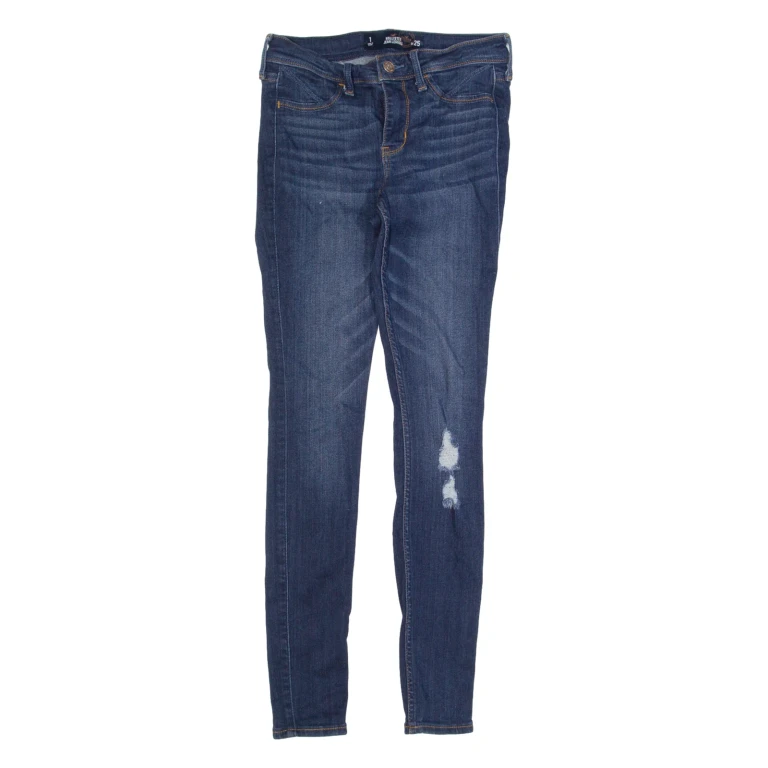 HOLLISTER Distressed Womens Jeans Blue Slim Skinny Stone Wash W25 L28
