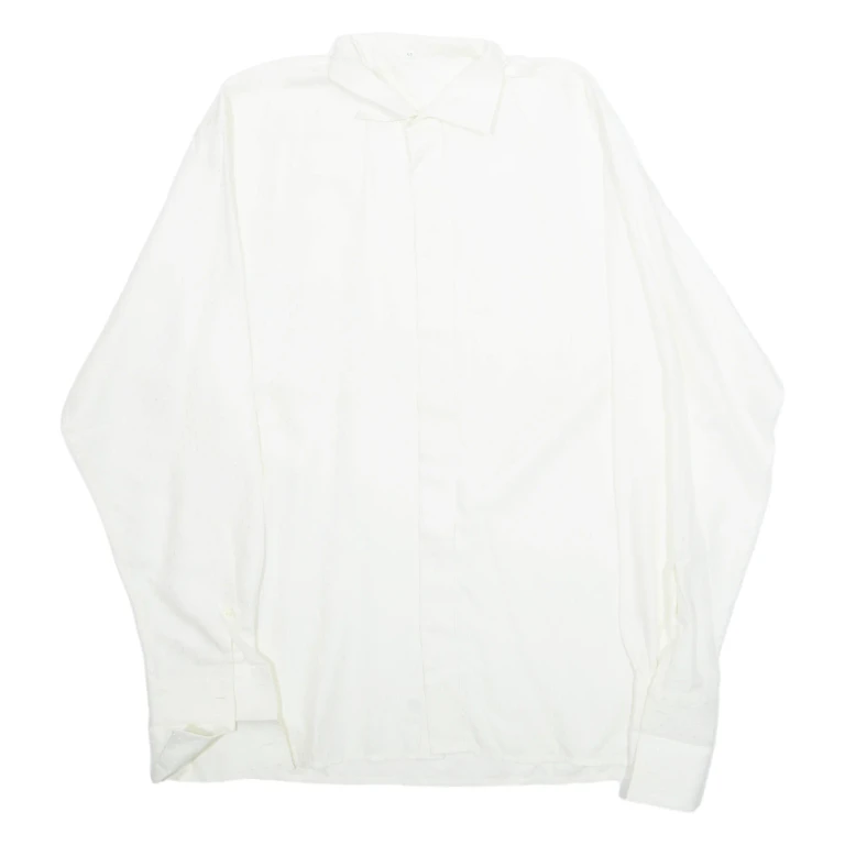 SACHS FESTIVAL Mens Formal Shirt White Crazy Pattern Long Sleeve M