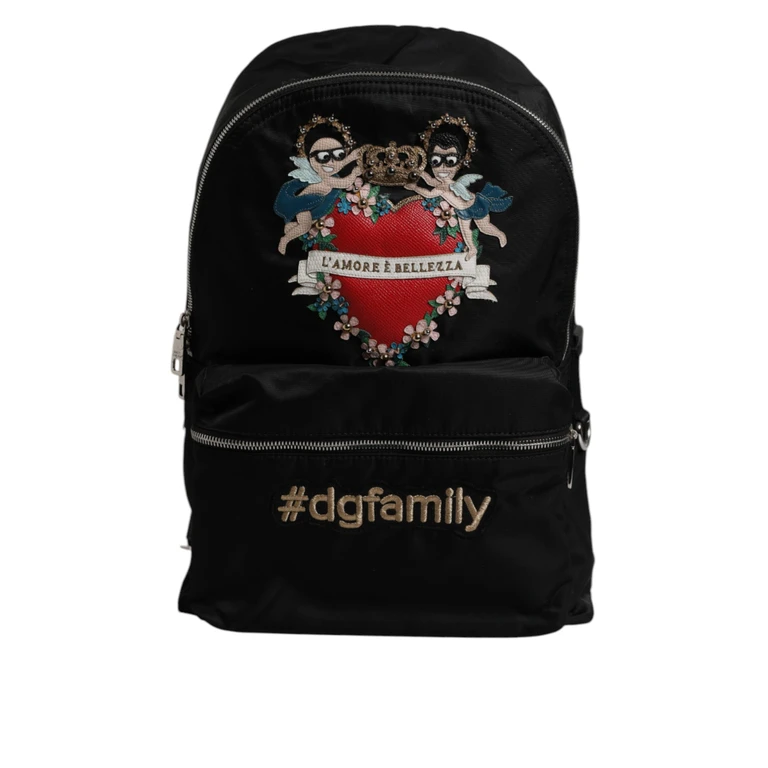 Dolce & Gabbana Black Nylon #dgfamily Embellished Backpack Vulcano Bag Pa Vit Ny Pc - Men