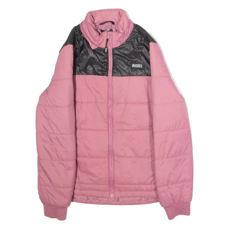 DIESEL Womens Puffer Jacket Pink Nylon Colourblock XS