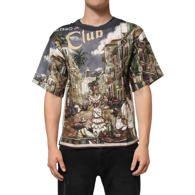 Palermo Jazz Club Linen Crew Neck Men T-Shirt - Men