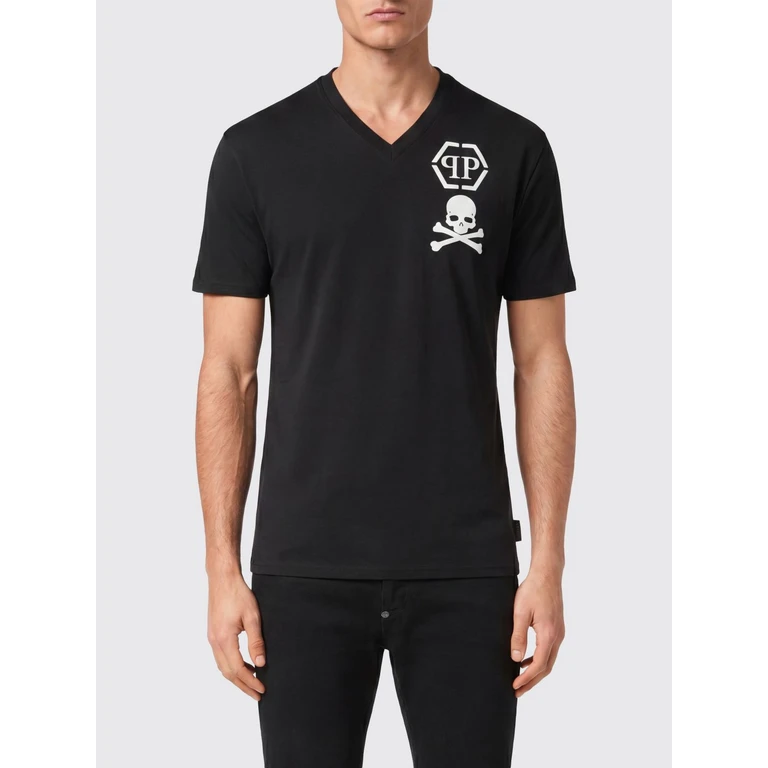 V-Neck Cotton T-Shirt with Monogram Logo (LADCMTK8569PJY002N02)