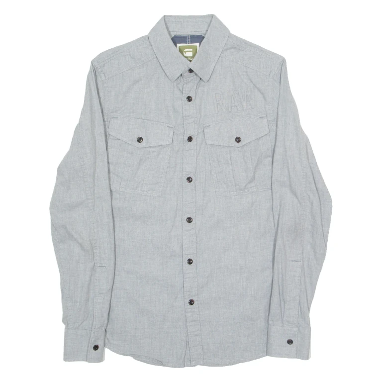 G-STAR Mens Plain Shirt Grey Long Sleeve M