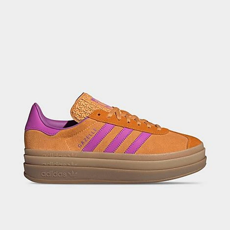 adidas Women's Originals Gazelle Bold Casual Shoes in Flash Orange/Purple Burst/Crew Orange Size: 5.0