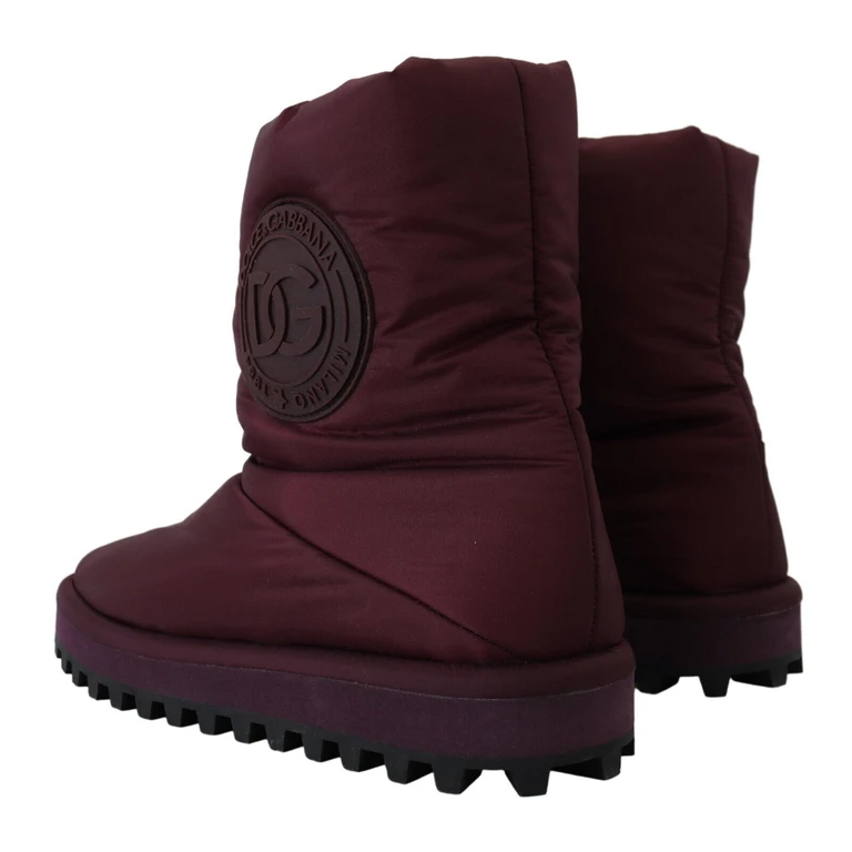 Dolce & Gabbana Bordeaux Nylon Boots Padded Mid Shoes - Men